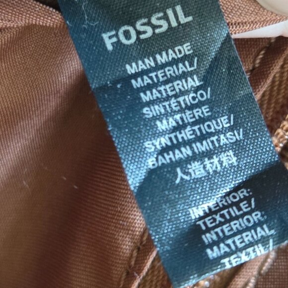 Fossil Mini Shopper Tote Black Key Pattern Brown Vegan Leather Travel Office Bag - Picture 12 of 12